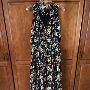 Banana Republic Black Floral Maxi Dress Size 10